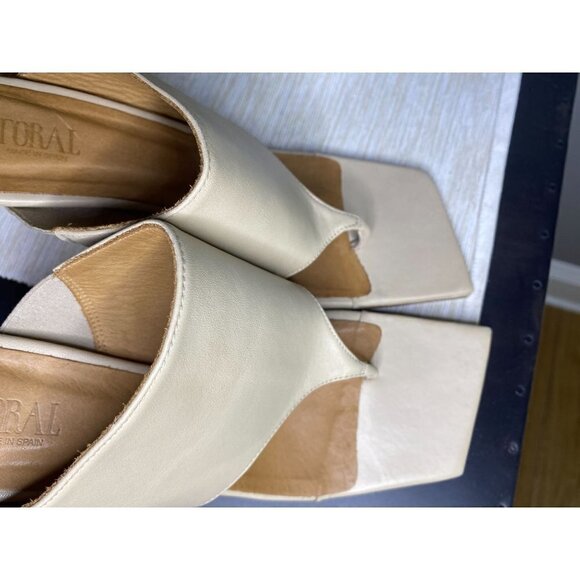 TORAL Mule Sand Leather Thong Square Sandals Womens Size 39 - Picture 5 of 9